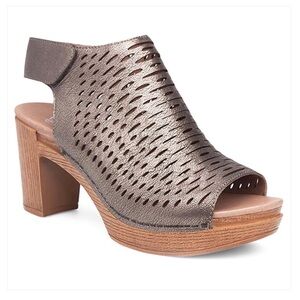 Dansko Danae perforated leather wood grain block heel sandal